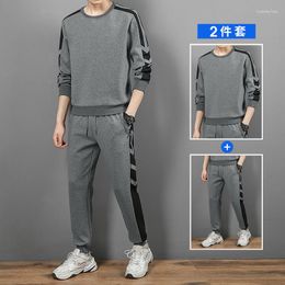 Men's Tracksuits M-5XL Size 2023 Casual Men Sportswear Suit Trousers Two-Piece Plush Thickened Male Winter Jacket Black Grey
