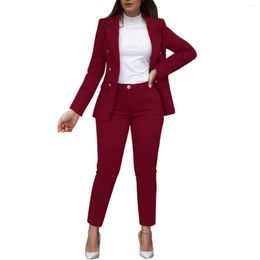Ethnic Clothing Women Solid Long Sleeved Suit Pockets Trousers Pants Elegant Dressy Pantsuits For