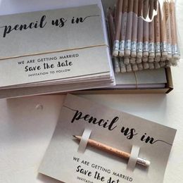 Party Favor Personalize 20pcs Engraved Pencil Us In Save The Dates Wedding Invitations With Backing Card & Envelopes Birthday Invites