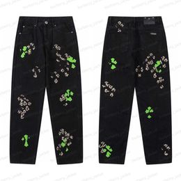 Mens Designer Make Old Washed Chromees hearts Jeans Chrome Straight Trousers Heart Cross Embroidery Letter Prints for Women Men Casual Long Style B2F7