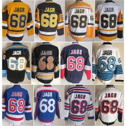 CCM Hockey Retro 68 Jaromir Jagr Vintage Jerseys Retire Classic All Stitching Pure Cotton Breathable For Sport Fans Team Colour Black White Navy Blue Yellow Mens Sale