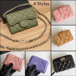 4Styles 19Options Fashion Mini Card Bag With Metal Logo Pouch Credit Card Holders Chain Coin Purse