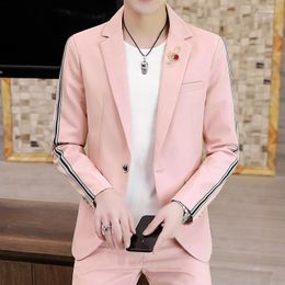 Men's Suits 2023- (Blazer Pants) Fashion Business Casual Korean Gentleman Solid Colour Wedding Elegant British Style 2-piece Suit