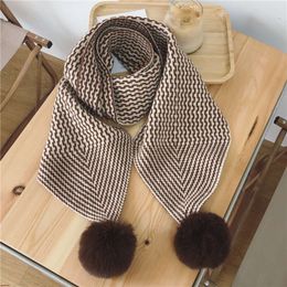 2021 new soft rabbit hair ball scarf autumn winter versatile camel shawl warm imitation wool Bib women