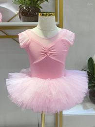 Stage Wear Elegant Ballet Costume Line Dance Jumpsuit Latin Mesh Patchwork Leotard Kids Girl Classical Slim Fit Tutu Pleated Use Rompers