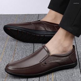 Casual Shoes Leather Men Genuine Italian Loafers Moccasins Slip On Lightweight Male Driving 47