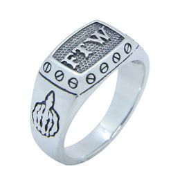 Newest 925 Sterling Silver FTW Cool Ring S925 Selling Lady Girls Biker Fashion Middle Finger Ring289S