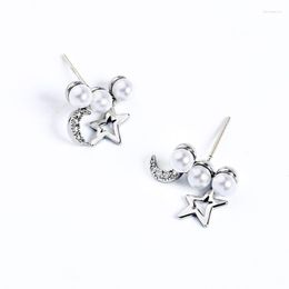 Dangle Earrings Fashion 2023 Acrylic Shine Zircon Copper Star Moon Drop For Women Simple Design Appointement GifT Jewellery