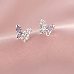 Stud Earrings Simple Cute Crystal Butterfly For Women Korean Fashion Party Jewellery Gift Ear Studs Aretes De Mujer