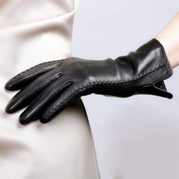 2019 new Elegant Women Leather Gloves Autumn And Winter Thermal Trendy Female Glove Plus fluff231i