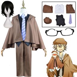 Anime Edogawa Rampo Cosplay Costume Bungo Stray Dogs Cosplay Outfits Uniform Edogawa Rampo Wig Halloween Carnival Suit for Mencosplay