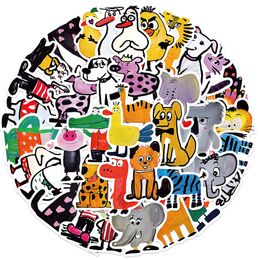 50 PCS Illustration Animals Stickers For Skateboard Car Fridge Helmet Ipad Bicycle Phone Motorcycle PS4 Book Pvc DIY Decals Kids Toys Decor