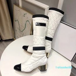 designer boots High-end women's shoes new long boots Women's over the knee high heel leather Martin boots new elastic silk diamond Cheque