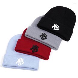 Berets Autumn Winter Beanie Hat Kpop Fashion Embroidery Knitting Caps For Men Women Skullies Hats Y2K Outdoor Ski Warm Cap Male Bonnet