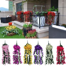 Decorative Flowers Artificial Flower Violets 70cm Vine Rattan Wall Hanging Garlands DIY Wreath Wedding Arch Party Home Decor Garden