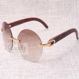 High-end round fashion retro sunglasses 8100903 natural plaid wooden mirror legs sunglasses the quality glasses size 58-18-1243Z