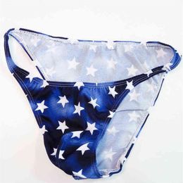 New Sexy Underwear Mens Low Waist Briefs Lycra Star Stripes Bikini Male Gay Underpants for Men Briefs Thongs H1214287O