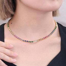 Chains Rivieras 4mm Heart Mix Colour Zircon Gold Plated Women Fashion Party Necklaces