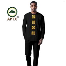 Men's Tracksuits African Men Traditional Outfits 2 Pieces Shirt Pants Set Long Sleeve Top Slim Fit Trousers Casual DashikiAttire A2316078