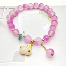 Charm Bracelets Women Solid Color Character Lucky Hetian Jade Antique Bracelet Creative All-Match Auspicious Cute Female Temperamental