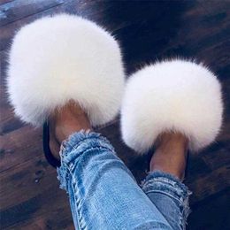 Hip Sandals Women Warm Plush Fur Slippers Ladies Colourful Attractive Ry Slides Girl Home Fluffy Soft Flat Shoes 230417