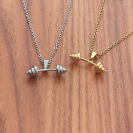 Pendant Necklaces Hip Hop Dumbbell Pendants Stainless Steel Chain Personality Korean Fashion Jewellery For Women Men Accessories