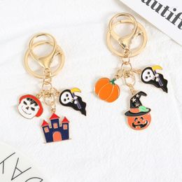 Keychains Halloween Series Alloy Keychain Death Witch Pumpkin Ghost Festival Pendant Student Couple Bag Decorative Hanging