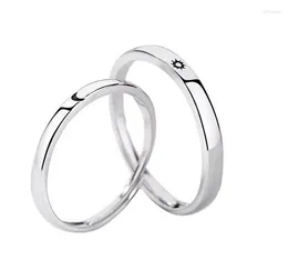 Cluster Rings YLWHJJ Brand Fashion Opening Sun Moon Ring Minimalist Silver Colour Adjustable For Men Women Couple Engagement Jewellery