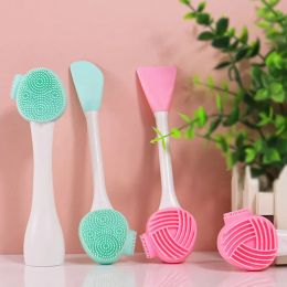 Doublesided Silicone Skin Care Brush Facial Cleanser Massage Washing Product Face Mud Mask Brushes Tool Makeup Accessories 0986 ZZ