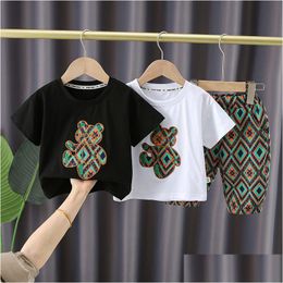 Children Clothes Set Fashion Summer Baby Girls Clothing Boys Sports T-Shirt Shorts 2Pcs/Sets Toddler Cotton Costume Kids Tracksuits Drop Del