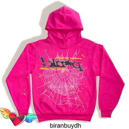 High Quality Men's Hoodies Fashion Sp5der 555555 Sweatshirts Young Bandit Pink Hoodie Men Women High Quality Foam Printing Spider Web Graphic Sweaters