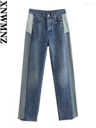 Women's Pants XNWMNZ Fashion 2023 Straight Jeans Women Vintage Mid Waist Asymmetric Frayed Hem Versatile Female