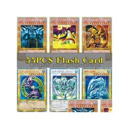 Neue 55-teilige Yu-Gi-Oh-Flash-Karte zum 20. Jahrestag: Ägyptischer Gott, blauäugiger weißer Drache, dunkler Magier, Yuh-Spielesammlungskarten, Y1212, Drop Delive