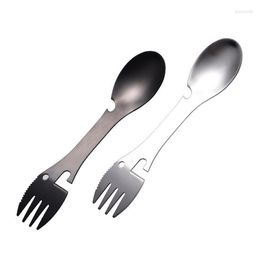 Forks Stainless Steel Tableware Spoon Multi Tool Can Opener Flatware Portable Bottle Cutlery Camp Utensil Fork Spork Picnic SN1131