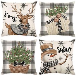 Christmas Decorations 45cm Merry Cushion Cover Pillowcase 2023 For Home Ornament Year Decor 2024 Noel