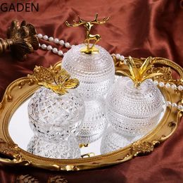 Decorative Objects Figurines European Style Metal Butterfly Candy Jar Simple Glass Jewellery Box with Lid Storage Jar Storage Box Ornaments Home Decorations 231009