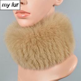Scarves 2021 Winter Lady Real Fur Scarf Women Warm Soft Knitted Elastic Headband Brand Genuine Ring314S