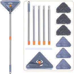 Mops Wall Mop with Long Handle 360 ° Rotating Triangle Microfiber Cleaning Adjustable Dry and Wet Dust Cleaner for Floor 231009