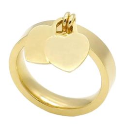 Fashion Stainless steel love Silver Gold Heart rings bague for lady women mens Party wedding lovers gift engagement couple jewelry202O