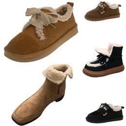 Designer Lamb hair short Cover heel Boots for women Warm winter shoes Brown Black Outdoor plush comfortable cotton woman shoes EUR 36-40