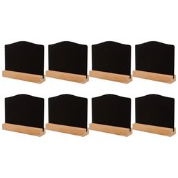 Blackboards 8Pcs Erasable Desktop Chalk Board Chalkboard Tags Small Wooden Black Sign Chalkboards Message Board Display Price Tag Black 231009