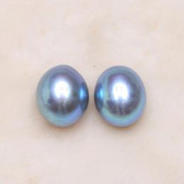 Loose Gemstones Baroqueonly 5A Oval Pearl Naked Beads Drop Freshwater Natural Gray Blue For DIY Earring Jewelry Making 9-10m High Qua
