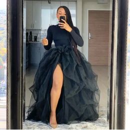 Skirts Women Elegant Tulle Tutu Long Skirt Maxi Skirt High Waist Mesh Split Layered Dress Wedding Night Out Party A-Line Puffy Skirt 231009