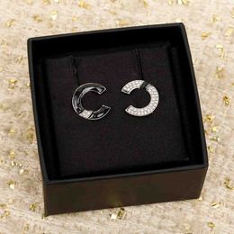 2023 Luxury quality charm stud earring with sparkly diamond and black Colour in silver plated have stamp box PS4601A