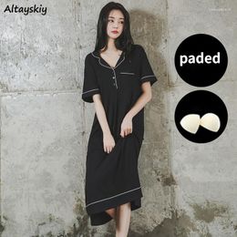 Women's Sleepwear Nightgowns Women Short Sleeve Maxi Comfortable Loose Korean Style Female Home Wear Leisure High Quality Simple Summer