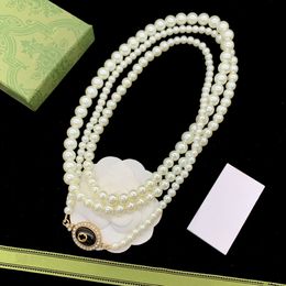 Pearl necklace Long chain designer necklace womens jewelry Double necklace Sweater chain heart Pendant necklace Fashion jewelry wedding party