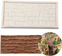 Fondant Moulds 3D Stone Wall Fondant Mould Impression Mat Set for Chocolate Cupcake Topper Wedding Cake Crafting 1221389