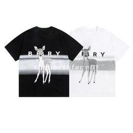 Fashion Brand Luxury Mens T Shirt Deer Letter Print Round Neck Short Sleeve Summer Loose T-Shirt Top Black White230A