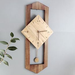 Wall Clocks Creative Wood Clock Modern Living Room Design Fashion Silent Unusual Mechanic Reloj De Pared Art AB50WC