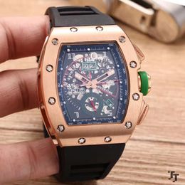 Wristwatches Rubber Men Watch Sapphire Automatic Mechanical Rose Gold Silver Black Green GMT Dual Time Skeleton Dial Watches